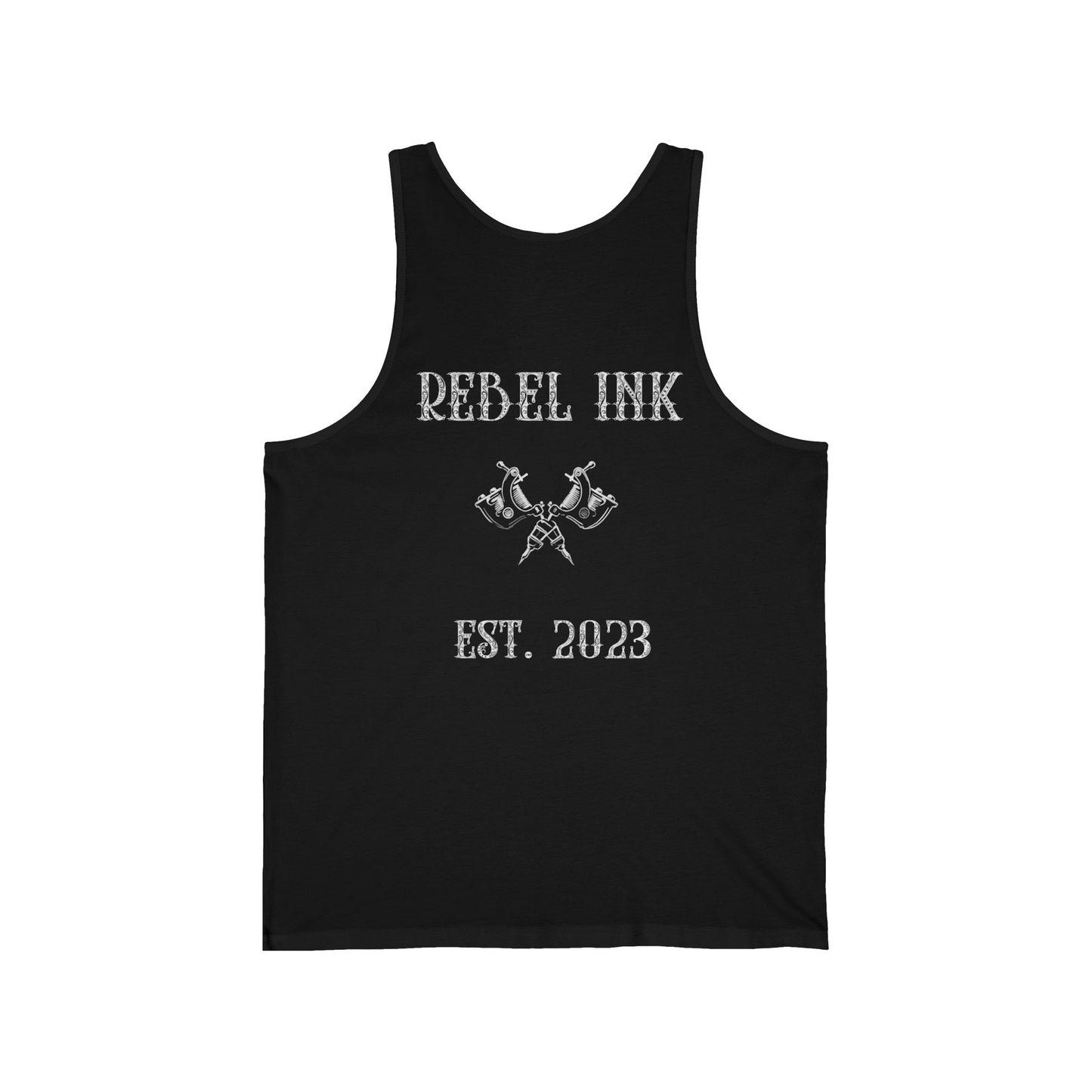Harp & Ribbon Tank Top — 'Rebel Ink Est. 2023' Subtle Musician Graphic Tank