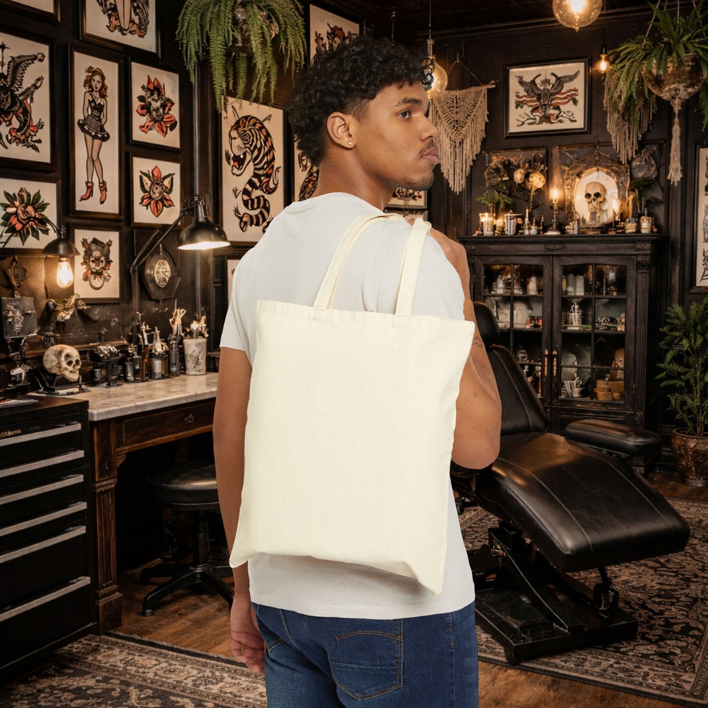 Tattooed Magic Cotton Canvas Tote Bag | Rebel Ink Tote | Gift for Artists | Eco-Friendly Shopping Bag | Fun Tote for Tattoo Lovers