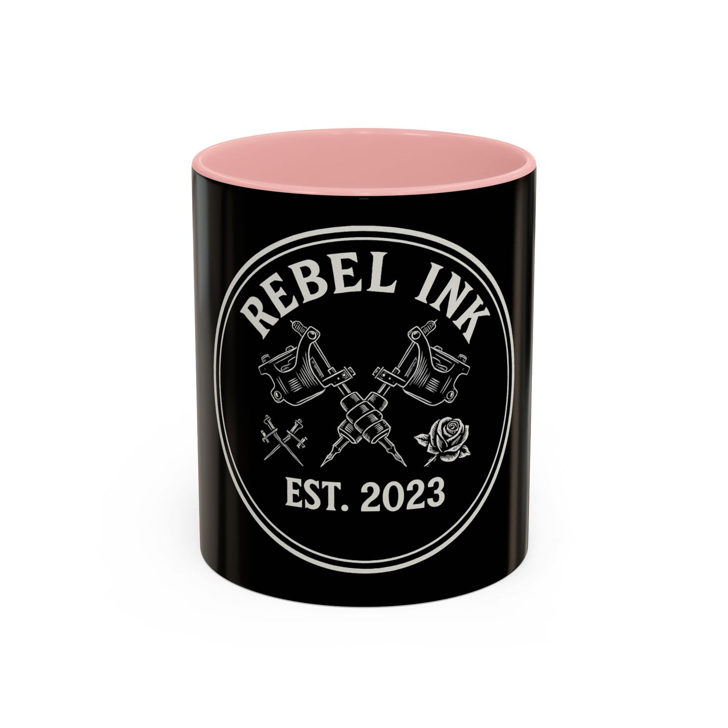 Rebel Ink Coffee Mug - Edgy Black Ceramic Cup, Tattoo Studio Decor, Gift for Tattoo Lovers, Customizable, Unique Drinkware
