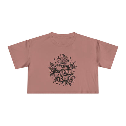 Rebel Ink Women's Crop Tee, Edgy Graphic Tee, Fashionable Summer Top, Casual Statement Shirt, Alternative Style Apparel