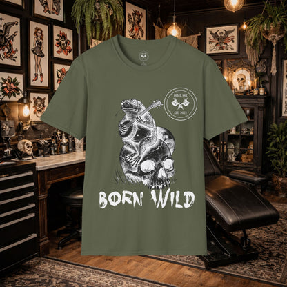 Born Wild Rebel Frog Tattoo T-Shirt