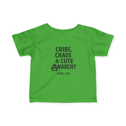 Rebel Infant Tee: Cribs, Chaos & Cute Anarchy, Baby Shower Gift, Toddler Clothing, Punk Style, Cute Baby Outfit, Trendy Baby Gear