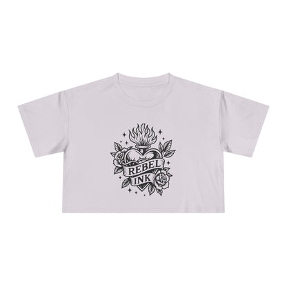 Rebel Ink Women's Crop Tee, Edgy Graphic Tee, Fashionable Summer Top, Casual Statement Shirt, Alternative Style Apparel