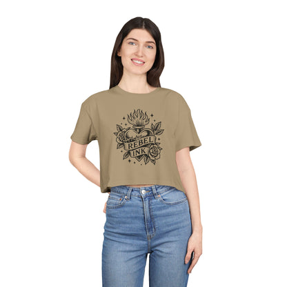 Rebel Ink Women's Crop Tee, Edgy Graphic Tee, Fashionable Summer Top, Casual Statement Shirt, Alternative Style Apparel