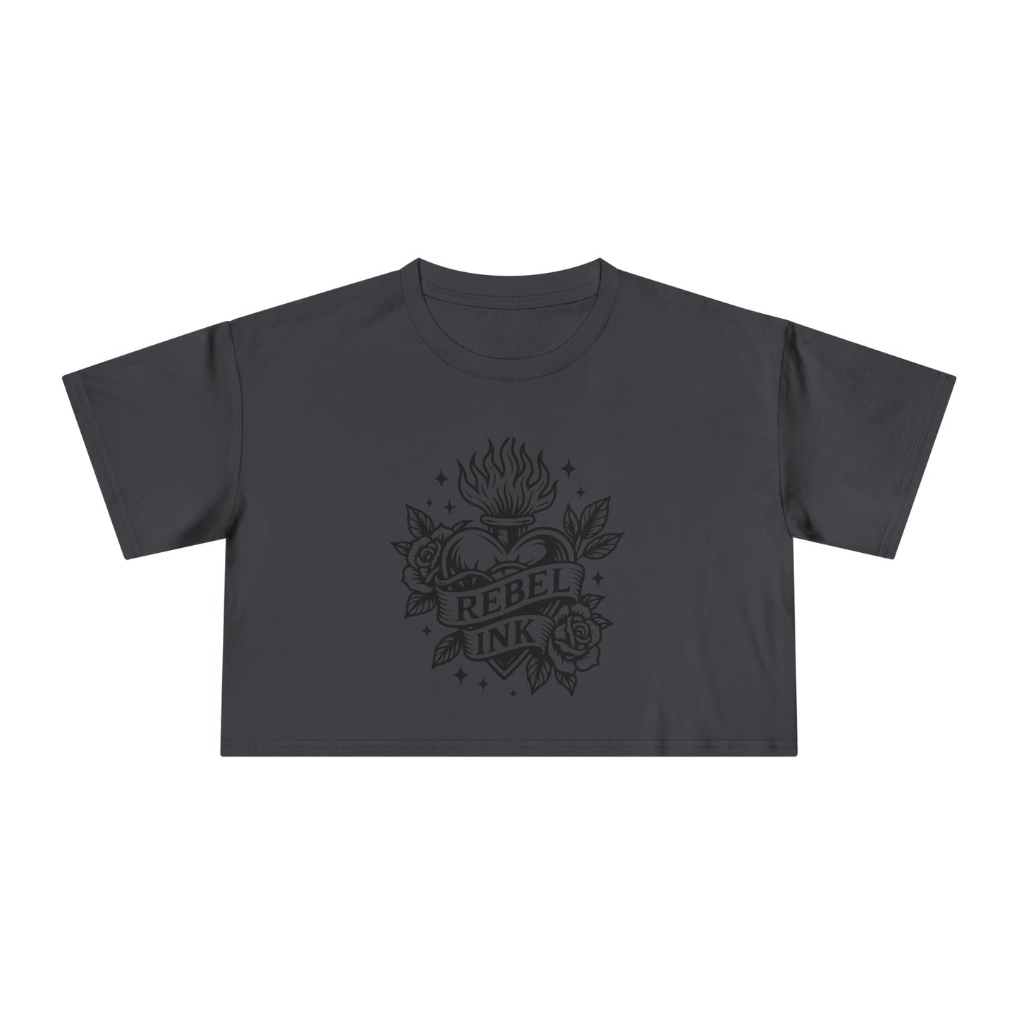 Rebel Ink Women's Crop Tee, Edgy Graphic Tee, Fashionable Summer Top, Casual Statement Shirt, Alternative Style Apparel