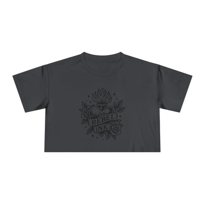 Rebel Ink Women's Crop Tee, Edgy Graphic Tee, Fashionable Summer Top, Casual Statement Shirt, Alternative Style Apparel