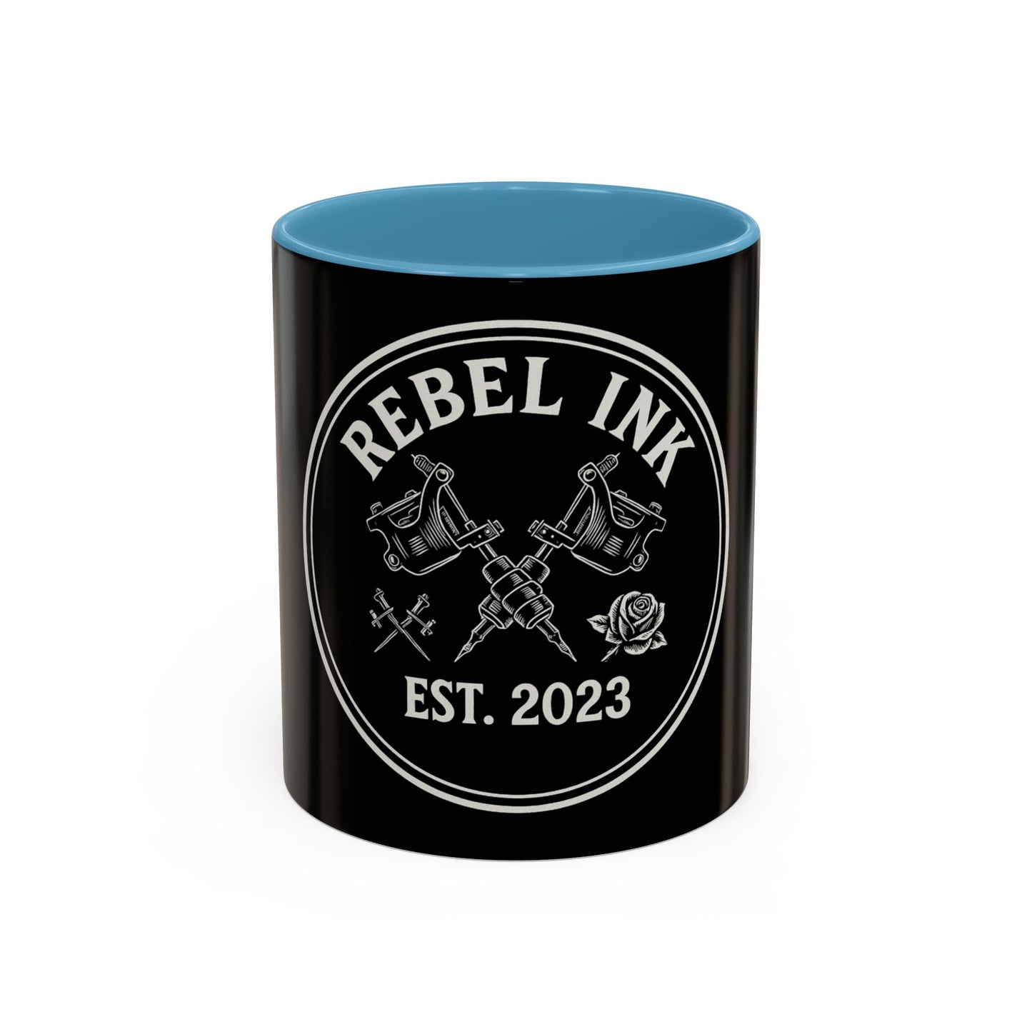 Rebel Ink Coffee Mug - Edgy Black Ceramic Cup, Tattoo Studio Decor, Gift for Tattoo Lovers, Customizable, Unique Drinkware