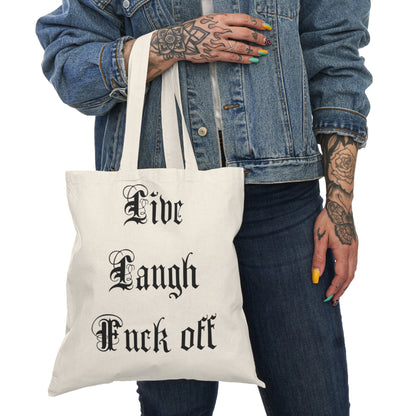 Rebel Vibes Tote Bag - Fun Eco-Friendly Carryall for Everyday Use, Gift for Friends, Beach, Shopping, Party, Live Laugh Fuck Off