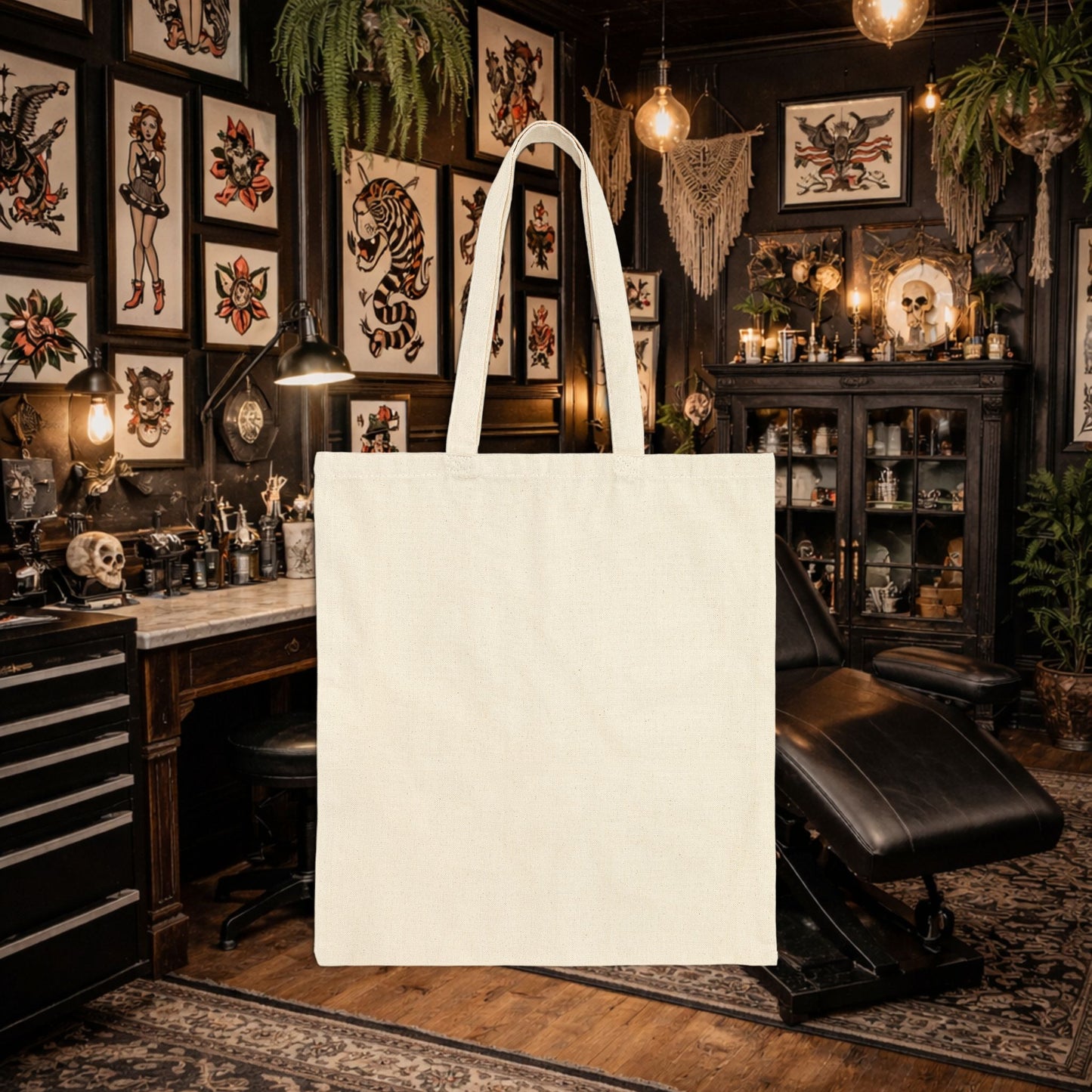 Tattooed Magic Cotton Canvas Tote Bag | Rebel Ink Tote | Gift for Artists | Eco-Friendly Shopping Bag | Fun Tote for Tattoo Lovers