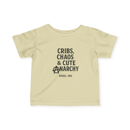 Rebel Infant Tee: Cribs, Chaos & Cute Anarchy, Baby Shower Gift, Toddler Clothing, Punk Style, Cute Baby Outfit, Trendy Baby Gear
