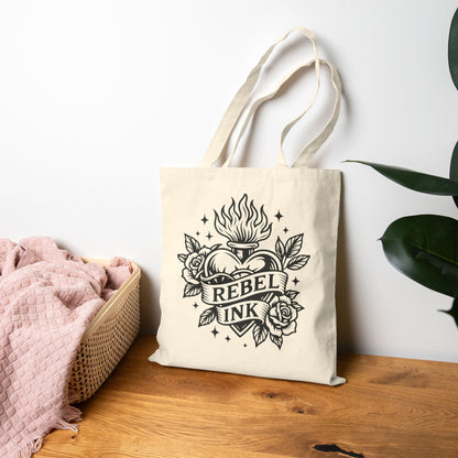 Rebel Ink Canvas Tote Bag | Bohemian Tote for Art Lovers | Gift for Artists, Eco-Friendly Bag, Stylish Shopping Tote, Unique Carryall Bag