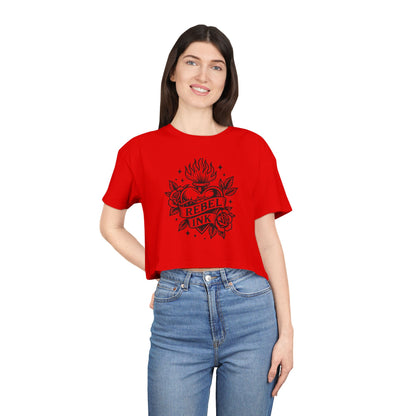 Rebel Ink Women's Crop Tee, Edgy Graphic Tee, Fashionable Summer Top, Casual Statement Shirt, Alternative Style Apparel