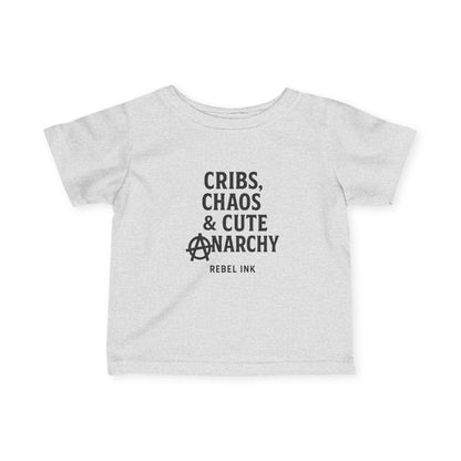 Rebel Infant Tee: Cribs, Chaos & Cute Anarchy, Baby Shower Gift, Toddler Clothing, Punk Style, Cute Baby Outfit, Trendy Baby Gear