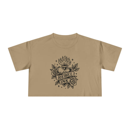 Rebel Ink Women's Crop Tee, Edgy Graphic Tee, Fashionable Summer Top, Casual Statement Shirt, Alternative Style Apparel