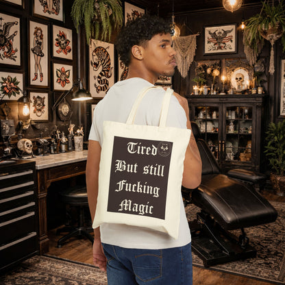 Tattooed Magic Cotton Canvas Tote Bag | Rebel Ink Tote | Gift for Artists | Eco-Friendly Shopping Bag | Fun Tote for Tattoo Lovers