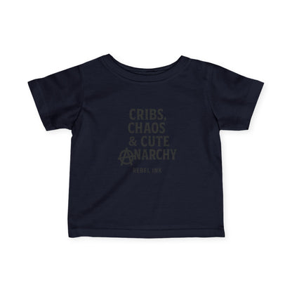 Rebel Infant Tee: Cribs, Chaos & Cute Anarchy, Baby Shower Gift, Toddler Clothing, Punk Style, Cute Baby Outfit, Trendy Baby Gear
