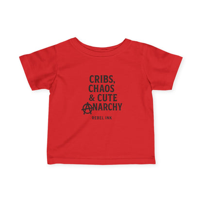 Rebel Infant Tee: Cribs, Chaos & Cute Anarchy, Baby Shower Gift, Toddler Clothing, Punk Style, Cute Baby Outfit, Trendy Baby Gear