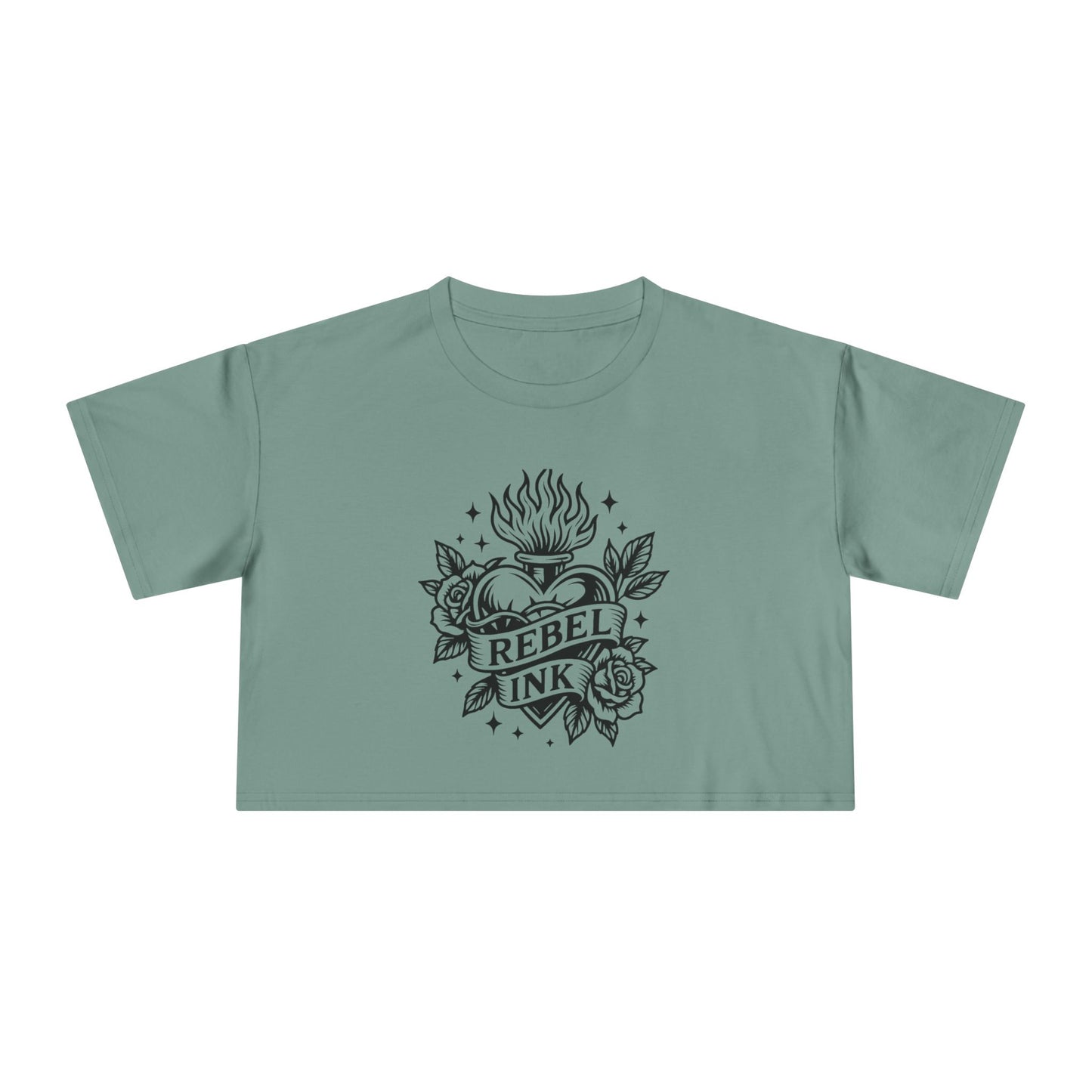 Rebel Ink Women's Crop Tee, Edgy Graphic Tee, Fashionable Summer Top, Casual Statement Shirt, Alternative Style Apparel