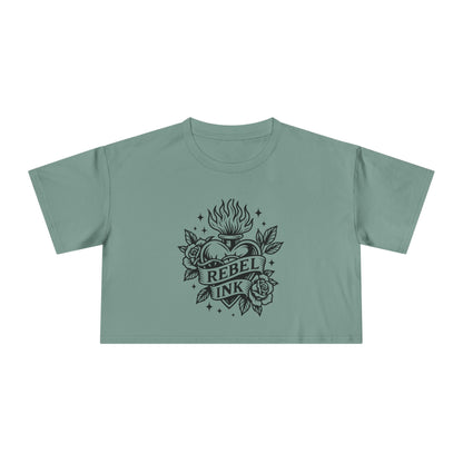 Rebel Ink Women's Crop Tee, Edgy Graphic Tee, Fashionable Summer Top, Casual Statement Shirt, Alternative Style Apparel