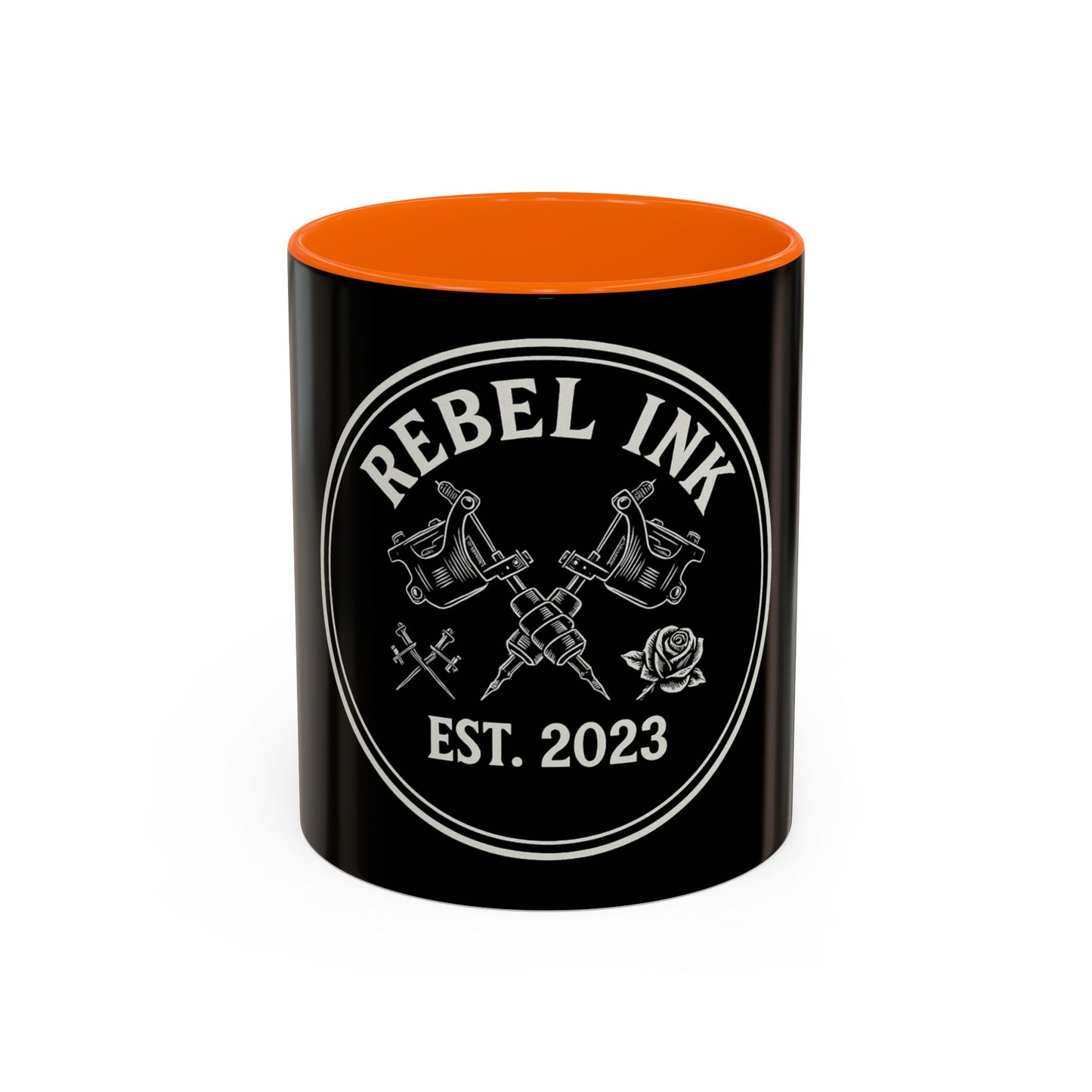 Rebel Ink Coffee Mug - Edgy Black Ceramic Cup, Tattoo Studio Decor, Gift for Tattoo Lovers, Customizable, Unique Drinkware