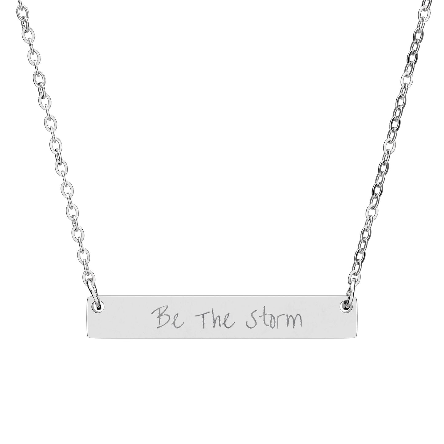 Engravable Horizontal Bar Necklace — Personalized Script Name Pendant