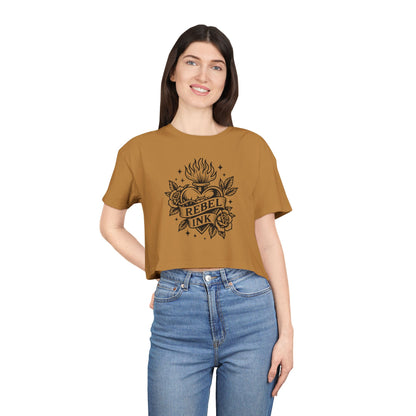 Rebel Ink Women's Crop Tee, Edgy Graphic Tee, Fashionable Summer Top, Casual Statement Shirt, Alternative Style Apparel