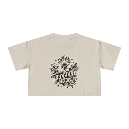 Rebel Ink Women's Crop Tee, Edgy Graphic Tee, Fashionable Summer Top, Casual Statement Shirt, Alternative Style Apparel