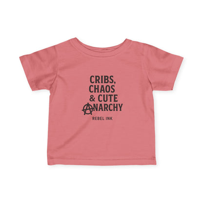 Rebel Infant Tee: Cribs, Chaos & Cute Anarchy, Baby Shower Gift, Toddler Clothing, Punk Style, Cute Baby Outfit, Trendy Baby Gear