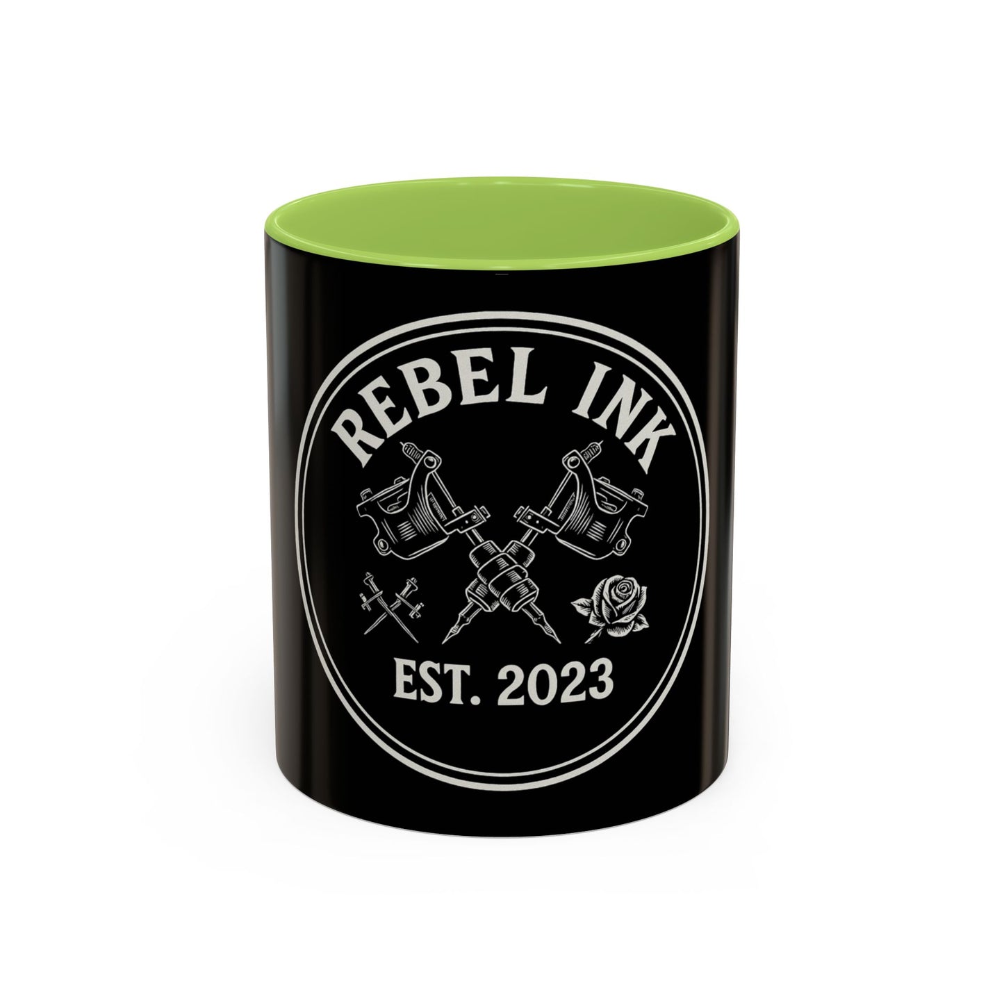 Rebel Ink Coffee Mug - Edgy Black Ceramic Cup, Tattoo Studio Decor, Gift for Tattoo Lovers, Customizable, Unique Drinkware