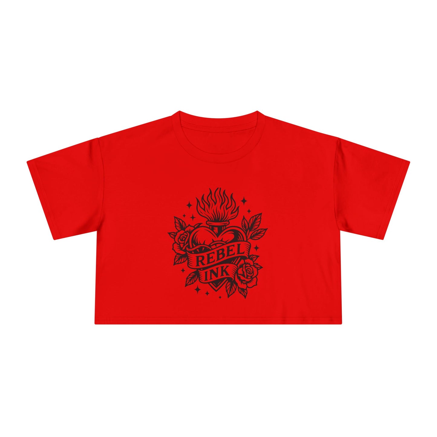 Rebel Ink Women's Crop Tee, Edgy Graphic Tee, Fashionable Summer Top, Casual Statement Shirt, Alternative Style Apparel
