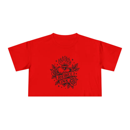 Rebel Ink Women's Crop Tee, Edgy Graphic Tee, Fashionable Summer Top, Casual Statement Shirt, Alternative Style Apparel