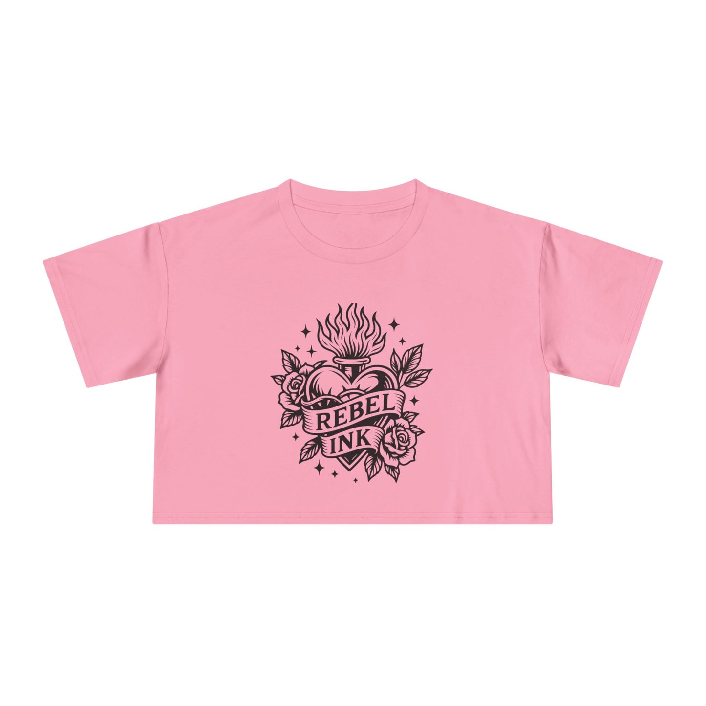 Rebel Ink Women's Crop Tee, Edgy Graphic Tee, Fashionable Summer Top, Casual Statement Shirt, Alternative Style Apparel