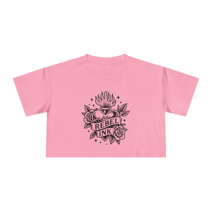 Rebel Ink Women's Crop Tee, Edgy Graphic Tee, Fashionable Summer Top, Casual Statement Shirt, Alternative Style Apparel