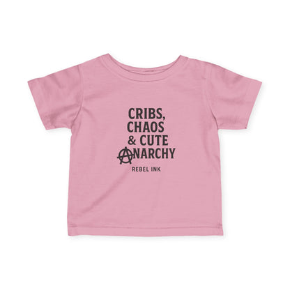 Rebel Infant Tee: Cribs, Chaos & Cute Anarchy, Baby Shower Gift, Toddler Clothing, Punk Style, Cute Baby Outfit, Trendy Baby Gear