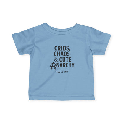 Rebel Infant Tee: Cribs, Chaos & Cute Anarchy, Baby Shower Gift, Toddler Clothing, Punk Style, Cute Baby Outfit, Trendy Baby Gear