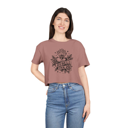 Rebel Ink Women's Crop Tee, Edgy Graphic Tee, Fashionable Summer Top, Casual Statement Shirt, Alternative Style Apparel