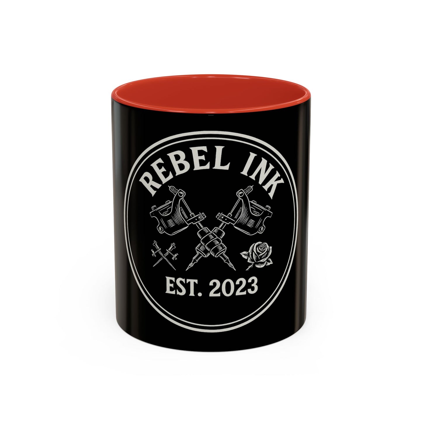 Rebel Ink Coffee Mug - Edgy Black Ceramic Cup, Tattoo Studio Decor, Gift for Tattoo Lovers, Customizable, Unique Drinkware