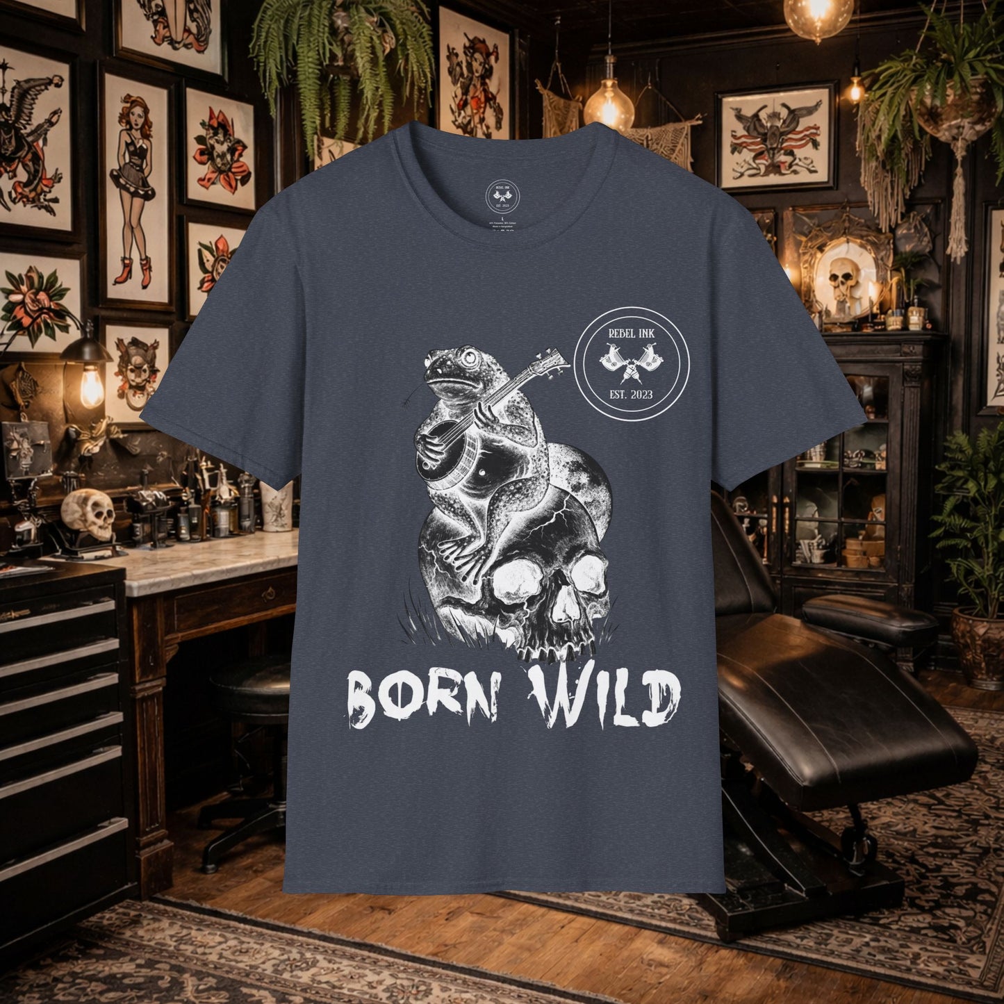 Born Wild Frog Tattoo T-Shirt