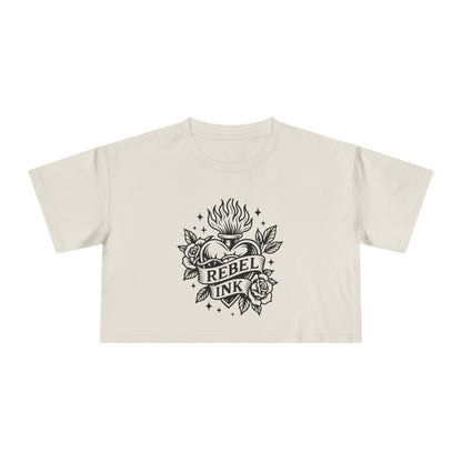 Rebel Ink Women's Crop Tee, Edgy Graphic Tee, Fashionable Summer Top, Casual Statement Shirt, Alternative Style Apparel
