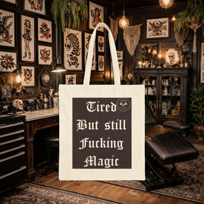 Tattooed Magic Cotton Canvas Tote Bag | Rebel Ink Tote | Gift for Artists | Eco-Friendly Shopping Bag | Fun Tote for Tattoo Lovers