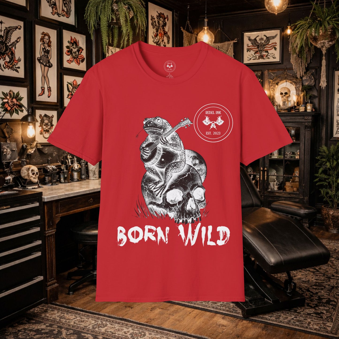 Born Wild Frog Tattoo T-Shirt