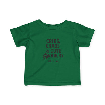 Rebel Infant Tee: Cribs, Chaos & Cute Anarchy, Baby Shower Gift, Toddler Clothing, Punk Style, Cute Baby Outfit, Trendy Baby Gear