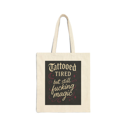 Tattooed Magic Cotton Canvas Tote Bag | Rebel Ink Tote | Gift for Artists | Eco-Friendly Shopping Bag | Fun Tote for Tattoo Lovers