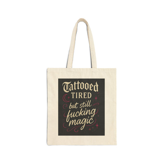 Tattooed Magic Cotton Canvas Tote Bag | Rebel Ink Tote | Gift for Artists | Eco-Friendly Shopping Bag | Fun Tote for Tattoo Lovers