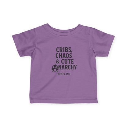 Rebel Infant Tee: Cribs, Chaos & Cute Anarchy, Baby Shower Gift, Toddler Clothing, Punk Style, Cute Baby Outfit, Trendy Baby Gear