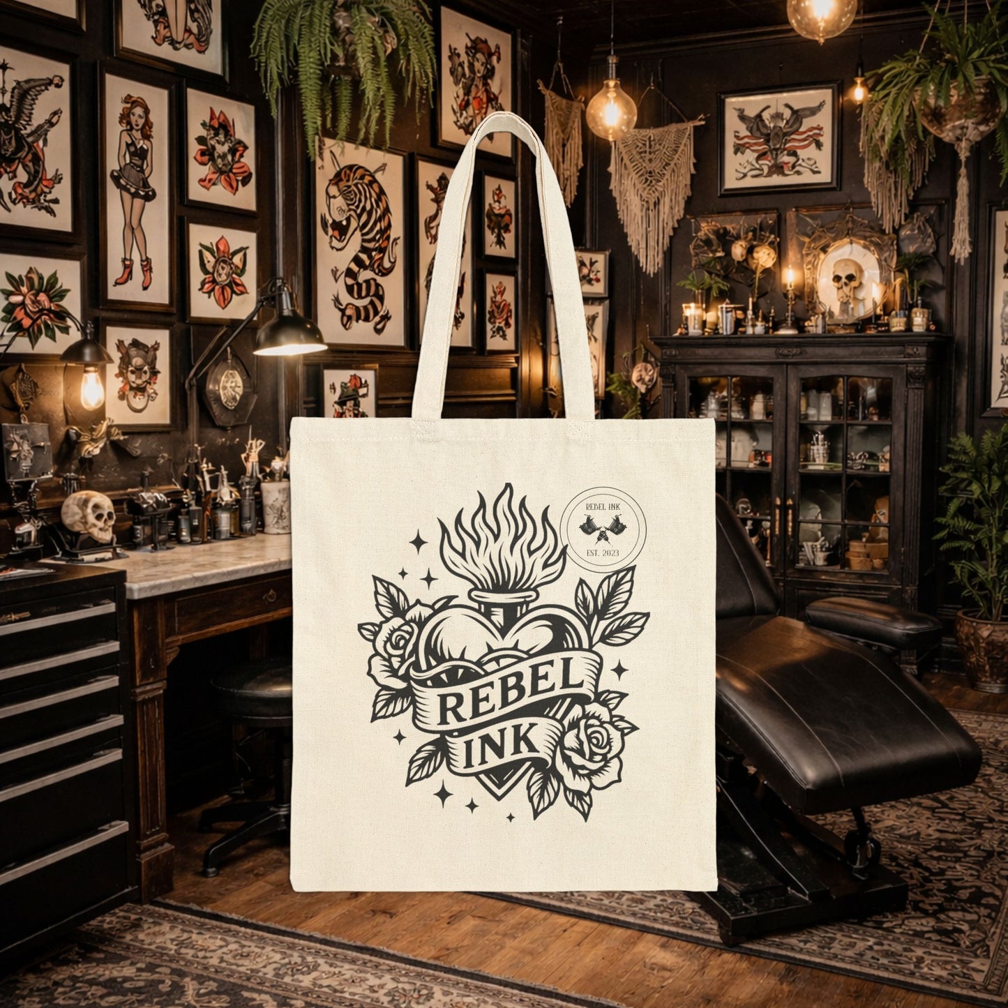 Sacred Heart Rebel Ink Cotton Canvas Tote Bag