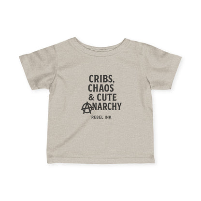 Rebel Infant Tee: Cribs, Chaos & Cute Anarchy, Baby Shower Gift, Toddler Clothing, Punk Style, Cute Baby Outfit, Trendy Baby Gear