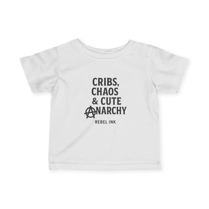 Rebel Infant Tee: Cribs, Chaos & Cute Anarchy, Baby Shower Gift, Toddler Clothing, Punk Style, Cute Baby Outfit, Trendy Baby Gear