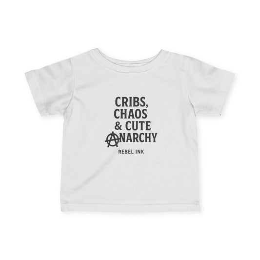 Rebel Infant Tee: Cribs, Chaos & Cute Anarchy, Baby Shower Gift, Toddler Clothing, Punk Style, Cute Baby Outfit, Trendy Baby Gear