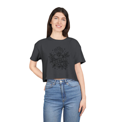 Rebel Ink Women's Crop Tee, Edgy Graphic Tee, Fashionable Summer Top, Casual Statement Shirt, Alternative Style Apparel